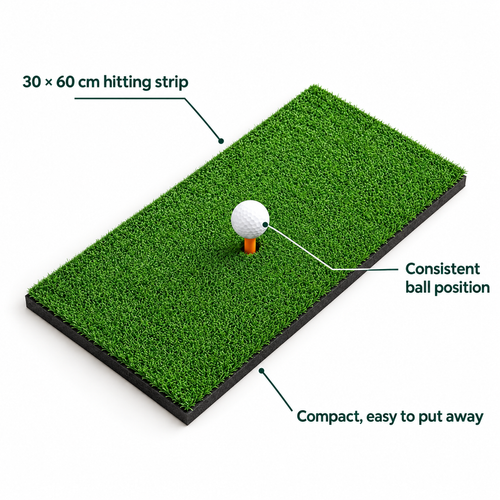 Hitting mat features: 30 x 60 cm hitting strip, consistent ball position, easy to put away